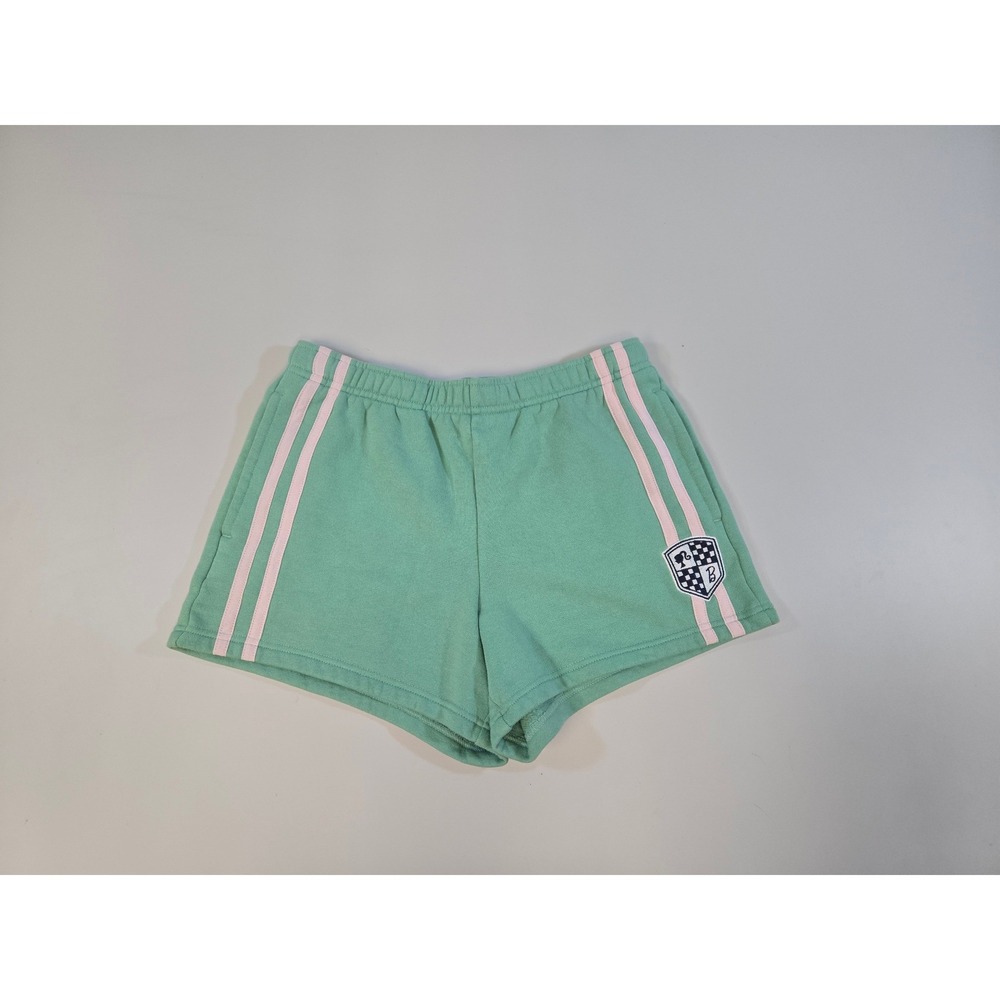 Barbie‎ by PacSun Mint Green Pink Stripe Sweat Shorts Collegiate Crest Small